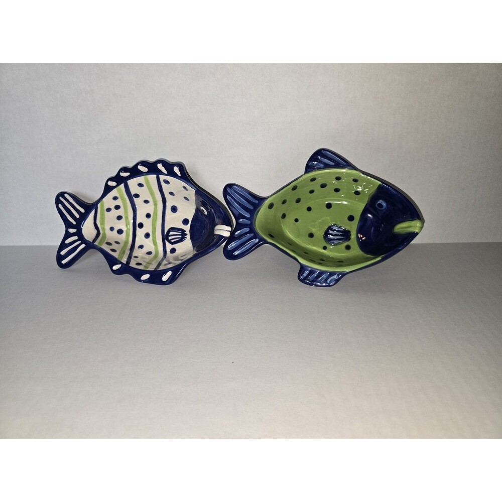 Hand-painted ceramic fish-shaped bowls
